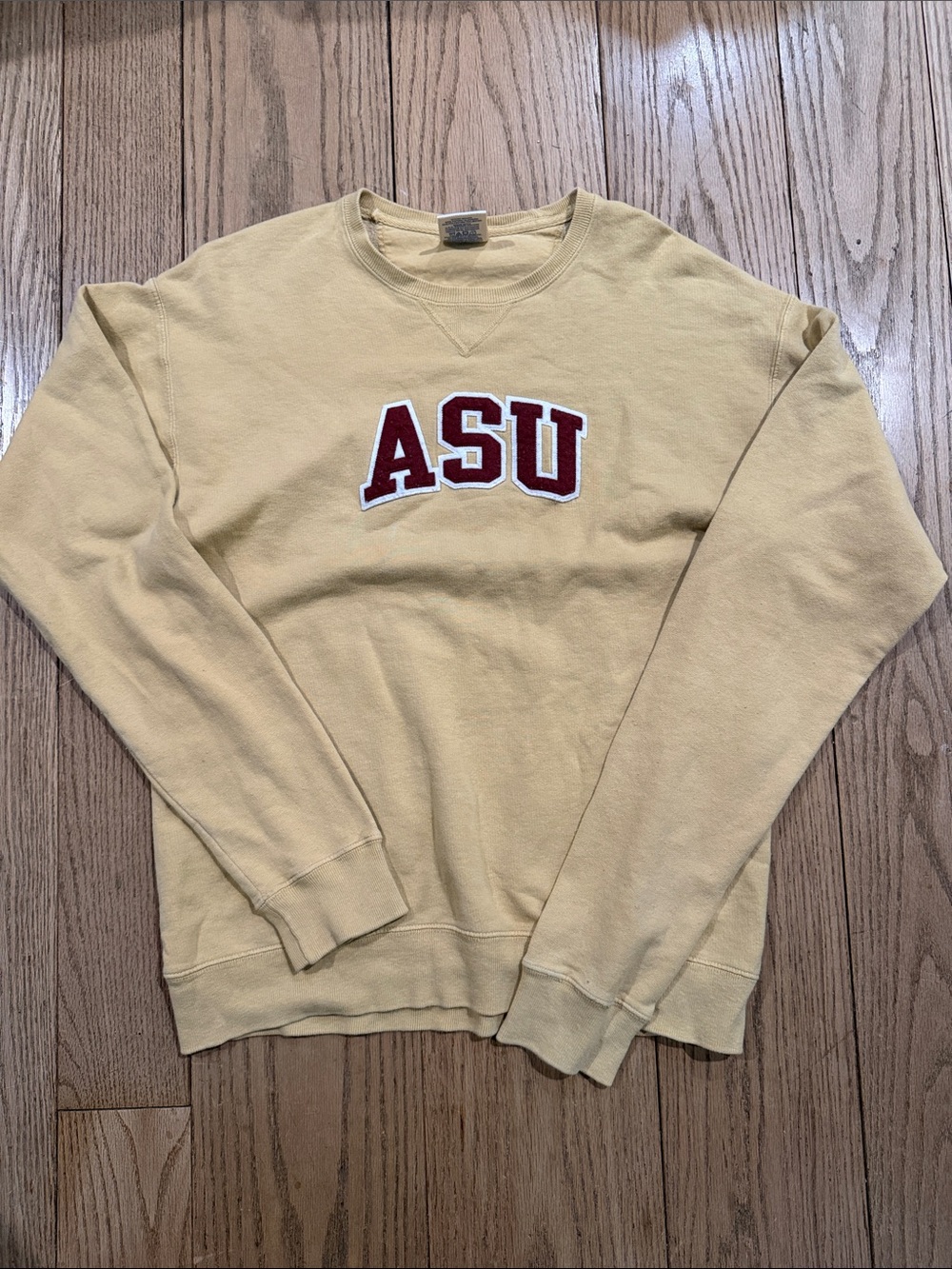 ASU Embroidered Crewneck Sweatshirt in Pale Yellow